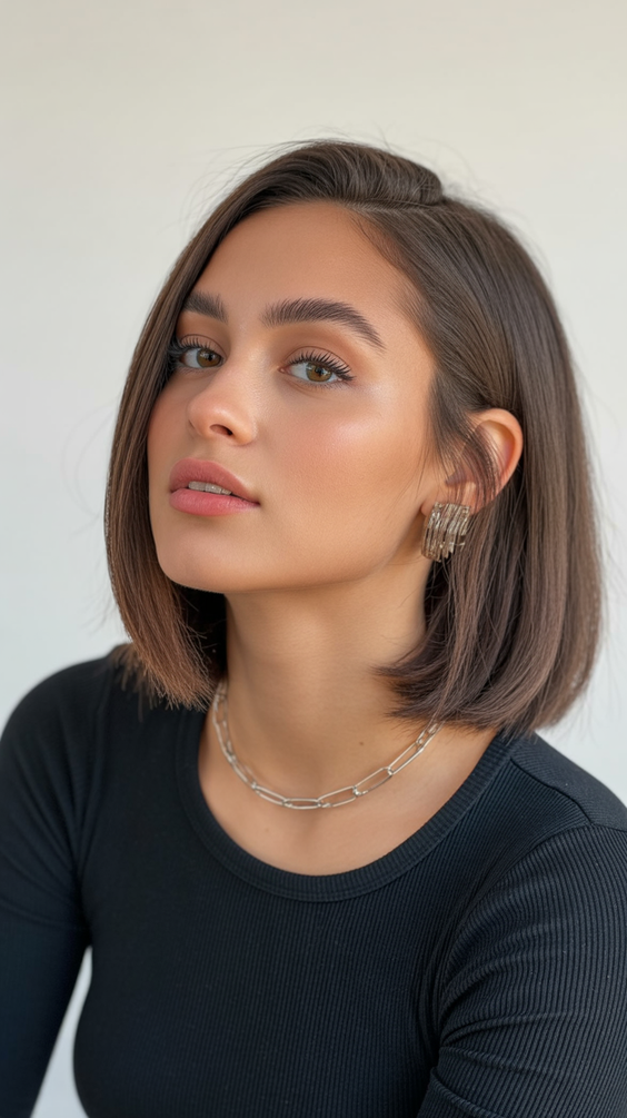 mid length haircuts Chic mid length bob with soft side sweep