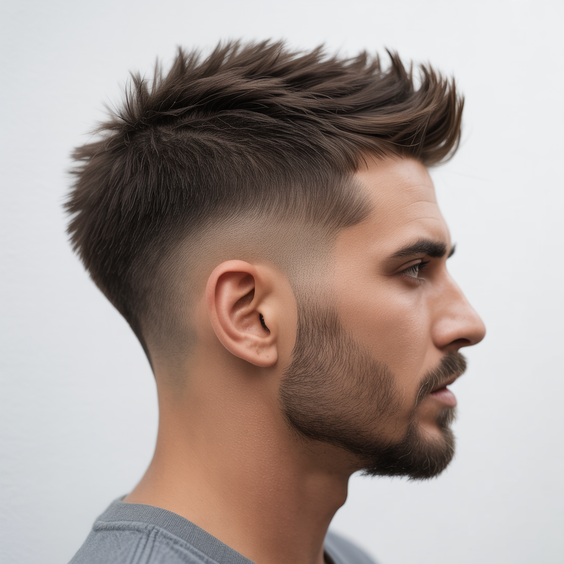haircut Spiked taper fade with sharp texture