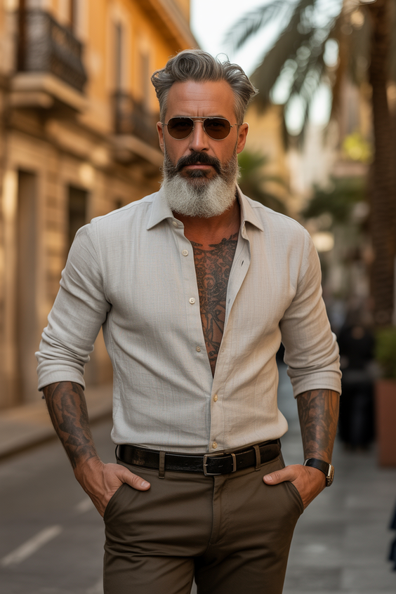 haircut Silver classic sweep with edgy presence