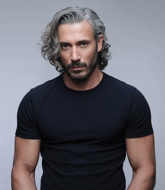 haircut Soft sculpted waves with silver sheen