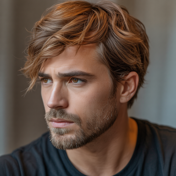 haircut Soft waves with a relaxed side sweep