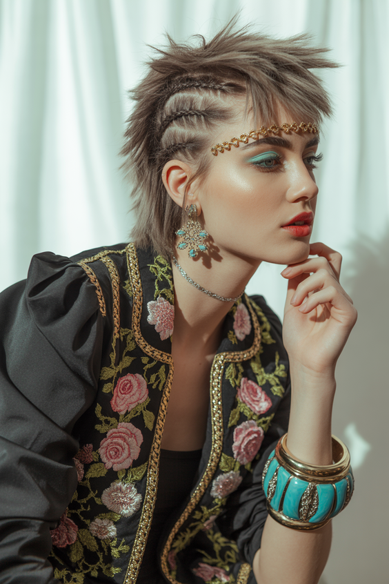 Modern wolf haircuts 2026 Edgy Braided Wolf Cut With Sculpted Sides