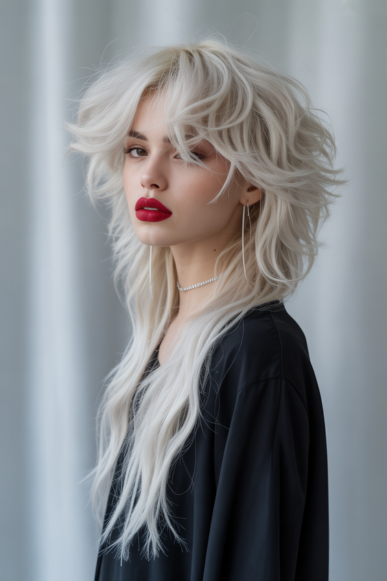 Modern wolf haircuts 2026 Icy Layered Wolf Cut With Voluminous Length