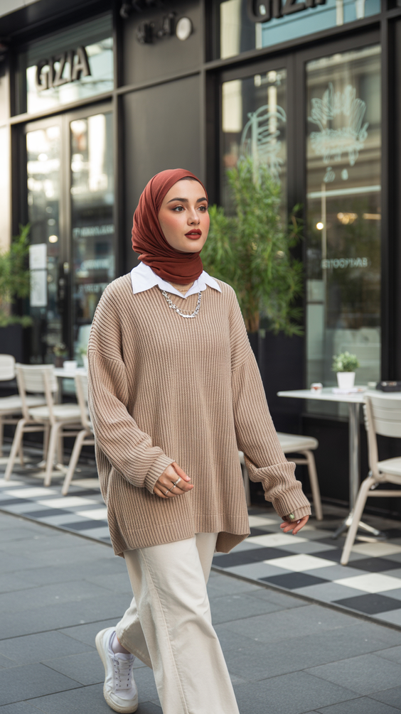 modest outfit ideas for women 2026 hijabi modest neutrals with contemporary ease