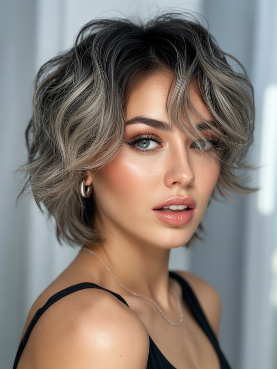 Mushroom brown hair color 2026 Textured Mushroom Brown Bob with Ashy Depth