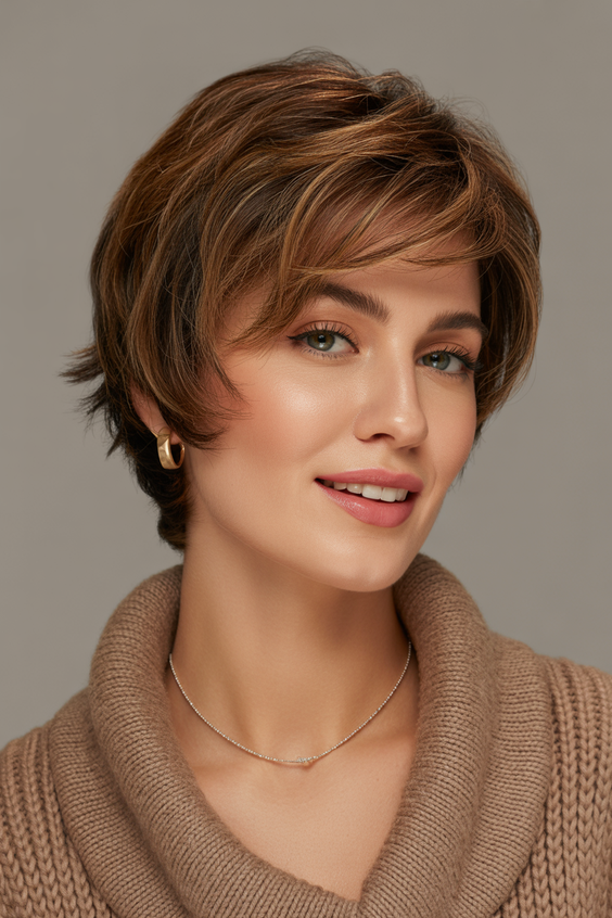 Mushroom brown hair color 2026 Warm Leaning Mushroom Brown Short Crop