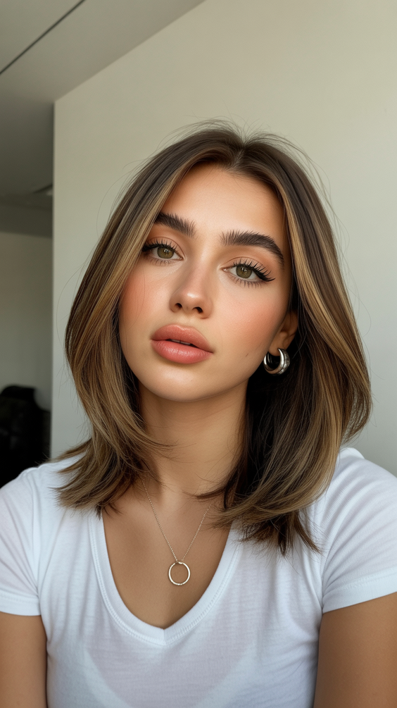 Mushroom brown hair color 2026 Classic Mushroom Brown Bob with Soft Highlights