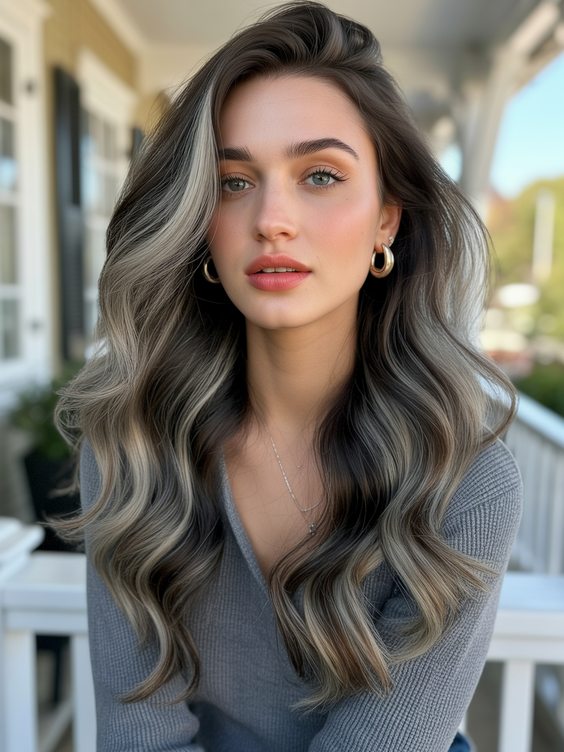 Mushroom brown hair color 2026 Deep Mushroom Brown Balayage with Cool Dimension