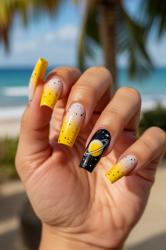 nail inspo 2026 yellow summer square