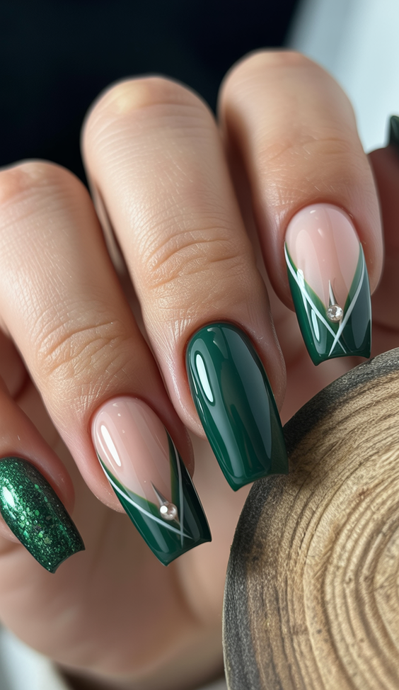 nail inspo 2026 green french pearl