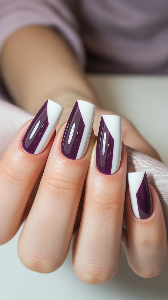 nail inspo 2026 purple white square graphic
