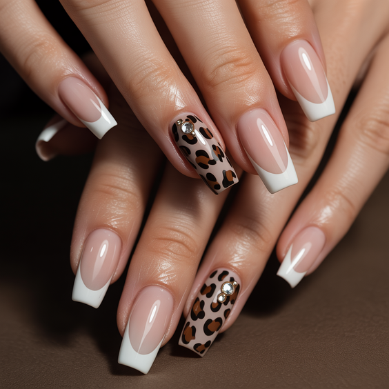nail inspo 2026 modern french leopard accent