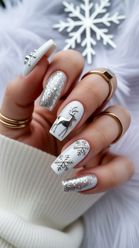 nail inspo 2026 winter white silver