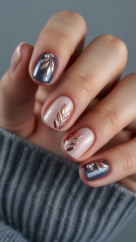 neutral nail designs 2026 soft botanical art