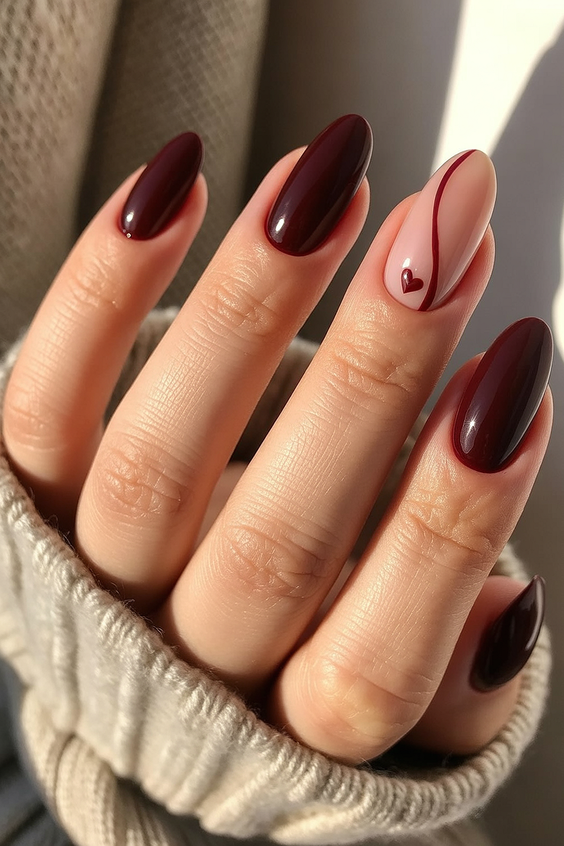neutral nail designs 2026 deep wine neutrals with minimal art