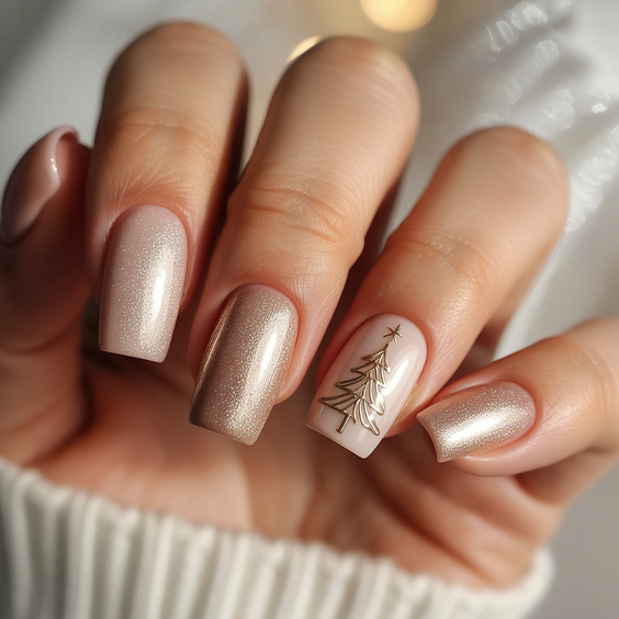 neutral nail designs 2026 winter metallic neutrals
