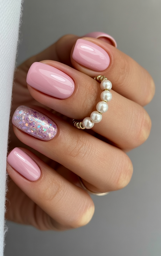 pink nails ideas 2026 soft milky manicure
