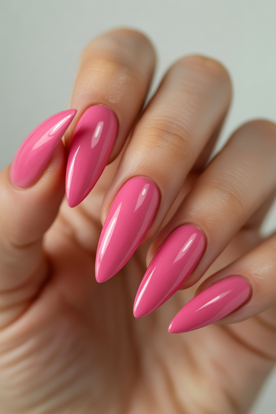 pink nails ideas 2026 hot pink almond