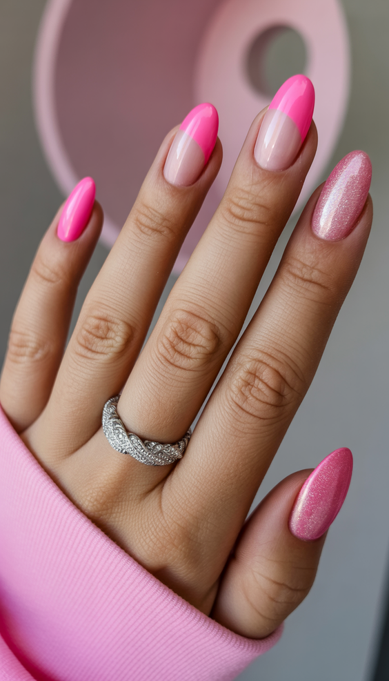 pink nails ideas 2026 modern french gradient