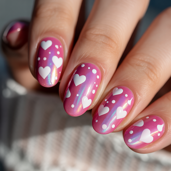 pink nails ideas 2026 playful heart designs
