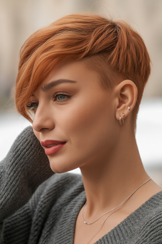 pixie hairstyles 2026 Short Copper Pixie With Side Undercut