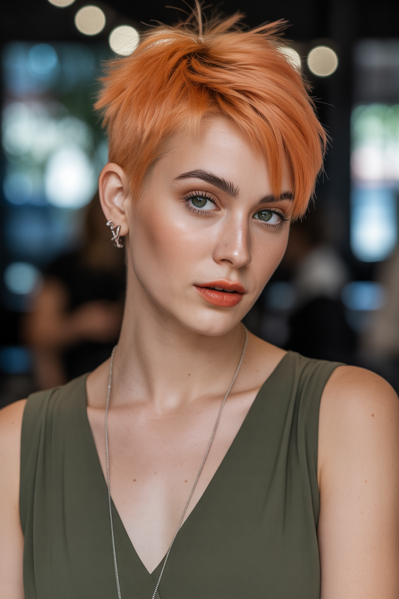 pixie hairstyles 2026 Vibrant Ginger Pixie With Lifted Crown