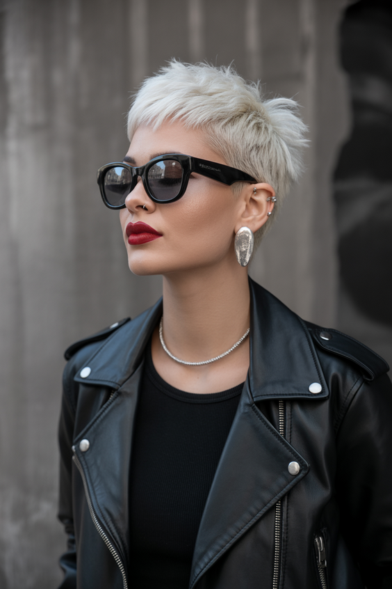 pixie hairstyles 2026 Spiked Platinum Pixie With Statement Styling