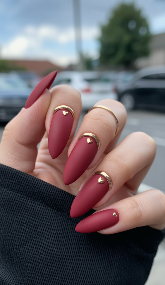 red nails almond dark cherry