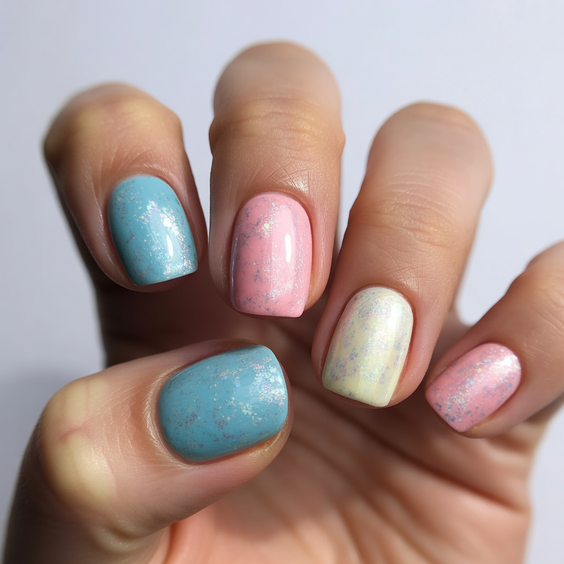 short nails ideas Pastel Confetti Mix for a Soft Everyday Mood