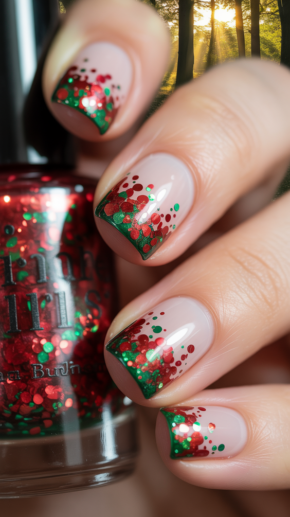 short nails ideas Festive Confetti Tips With a Clean Base