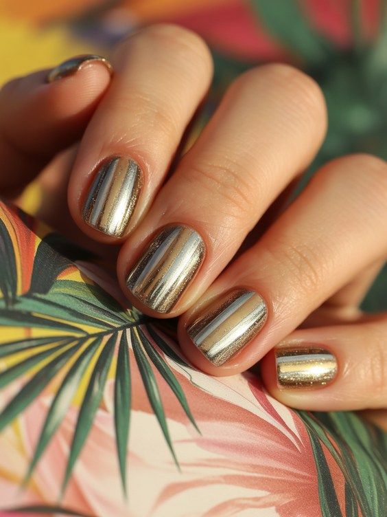 short nails ideas Liquid Gold Chrome for Everyday Shine