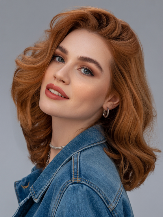 soft hair color for warm skin tone 2026 warm ginger blowout with sculpted ends