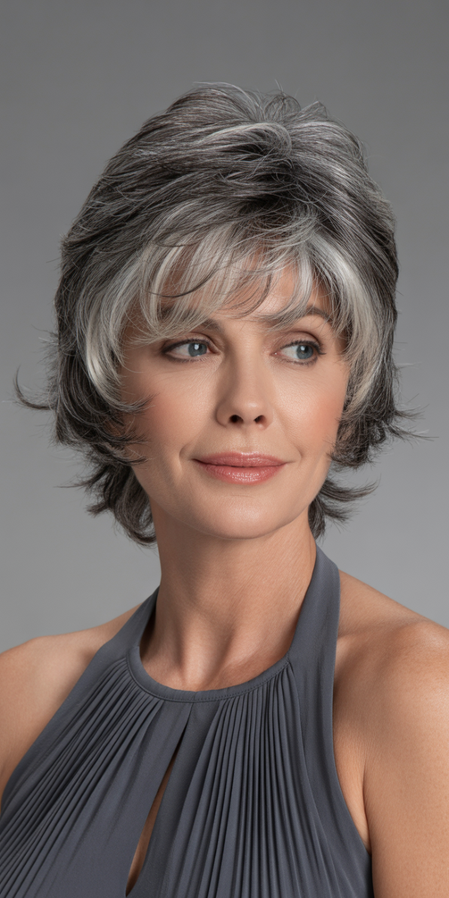 stylish hairstyles for women over 40 2026 soft layered silver shag