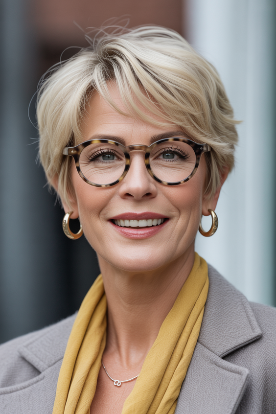 stylish hairstyles for women over 40 2026 blonde textured pixie with light volume