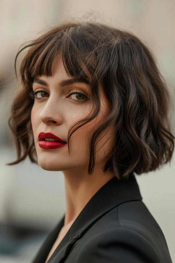 stylish hairstyles for women over 40 2026 paris inspired wavy bob with soft micro fringe