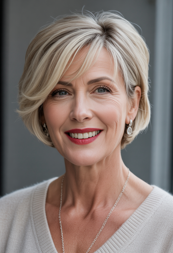 stylish hairstyles for women over 40 2026 classic polished blonde bob