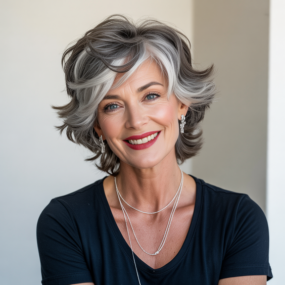 stylish hairstyles for women over 50 2026 voluminous silver layered shag revival