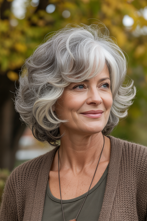 Stylish hairstyles for women over 60 2026 Soft Silver Layers With Dimensional Movement