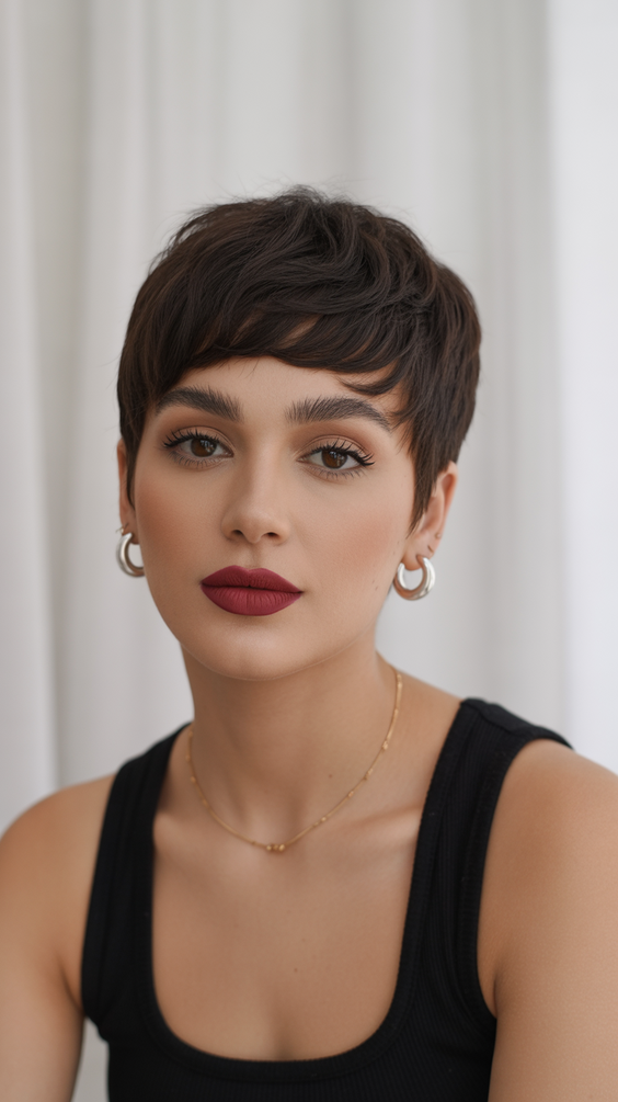 stylish short haircuts 2026 soft tapered pixie with natural warmth