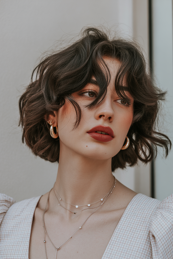 stylish short haircuts 2026 airy wavy bob with soft curtain movement