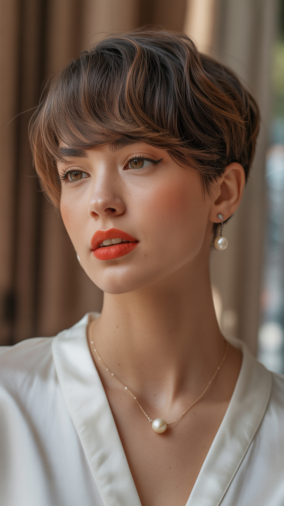 stylish short haircuts 2026 elegant sculpted crop with face framing sweep