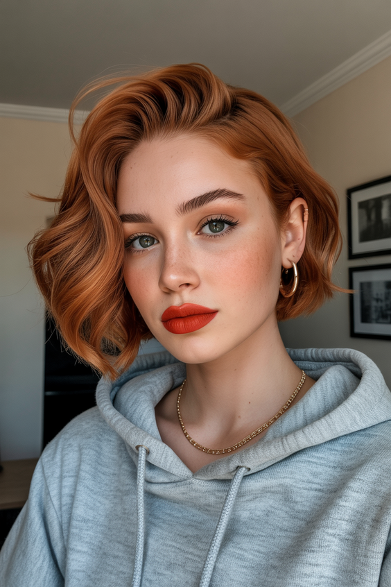 stylish short haircuts 2026 warm sculpted wave bob with retro ease