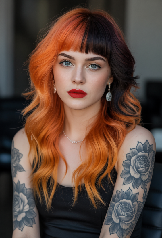 hair color trends 2026 Inferno Split Flame Waves