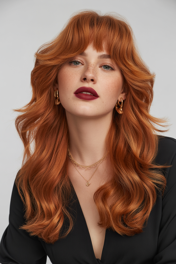 hair color trends 2026 Spiced Copper Volume Waves