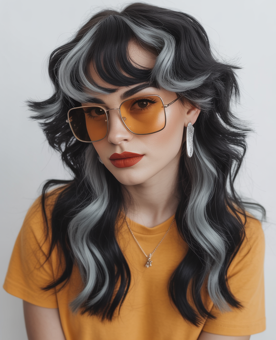 hair color trends 2026 Midnight Frost Streaked Shag