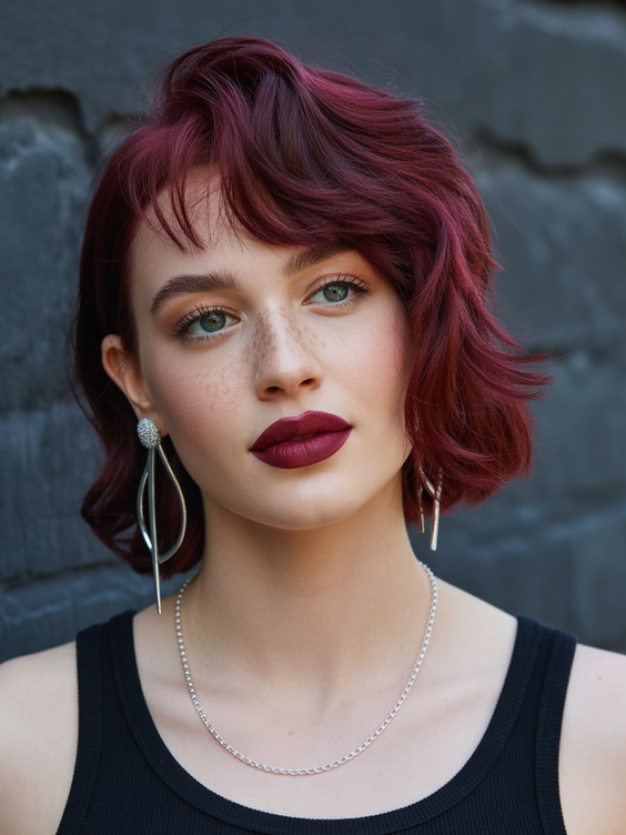 bob haircut 2026 Deep Cherry Asymmetric Bob