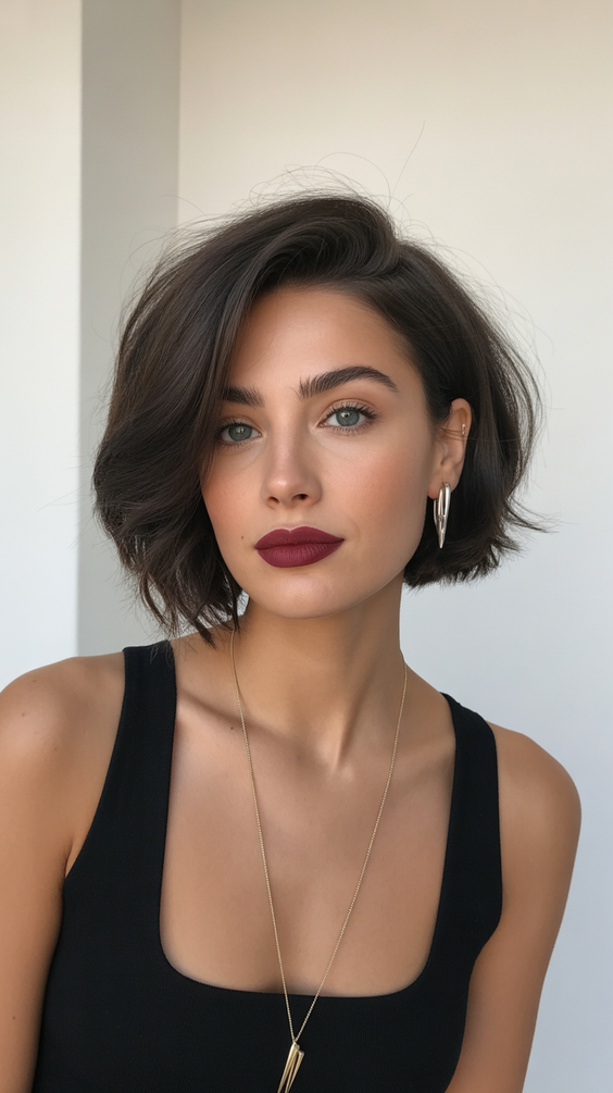 bob haircut 2026 Classic Coffee Brown Sided Bob