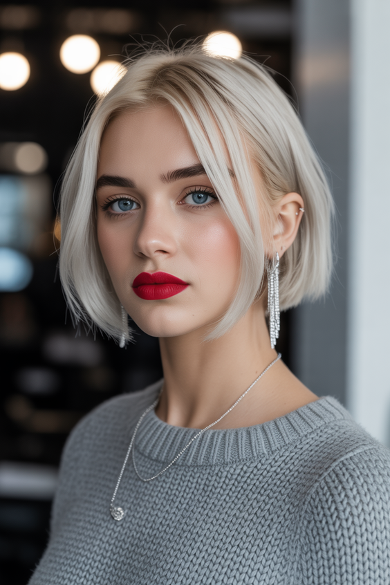 trendy bob hairstyles 2026 frosted platinum contour bob