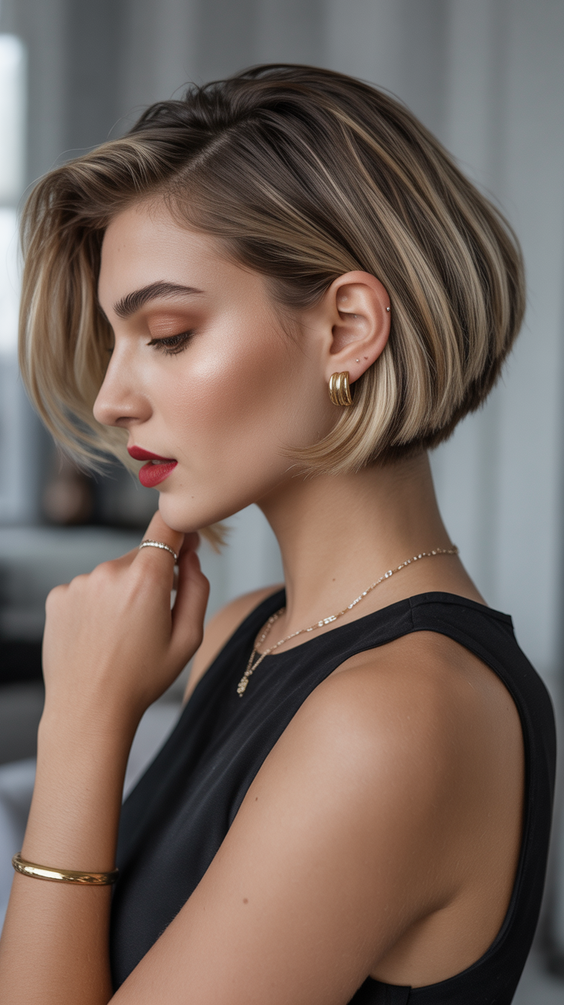 trendy bob hairstyles 2026 soft rooted blonde sculpted bob