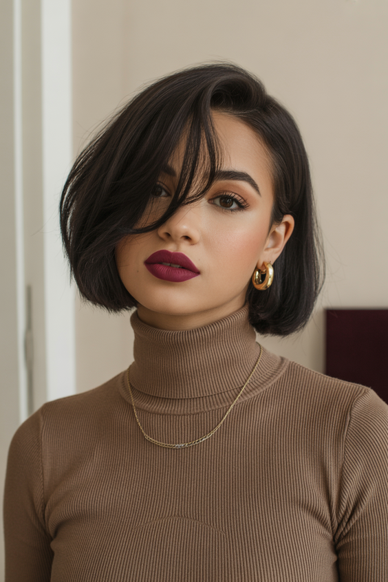 trendy bob hairstyles 2026 deep side sweep modern bob